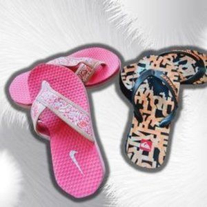 Two Pairs of Girls Flips Flops
